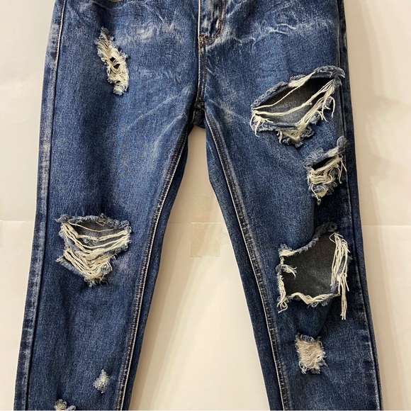 One Teaspoon Awesome Baggies Blue Distressed Jeans 27 - Picture 4 of 12